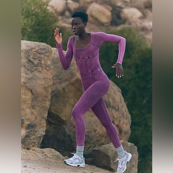 Free People Movement Good Karma *Corset*Long Sleeve Onesie in Purple. NWOT. - Picture 3 of 4